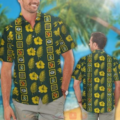 Green Bay Packers Logo Yellow Hibiscus Green Hawaiian Shirt And Shorts - Hot Sale 2025