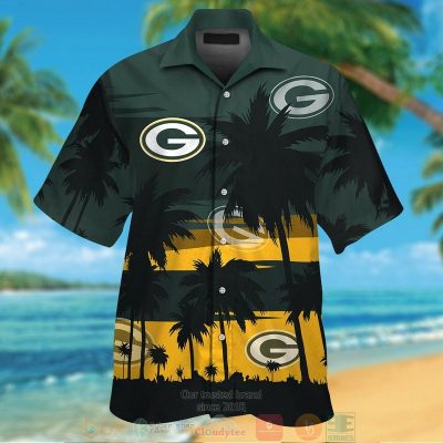 Green Bay Packers Palm Tree Dark Green Hawaiian Shirt And Shorts - Hot Sale 2025