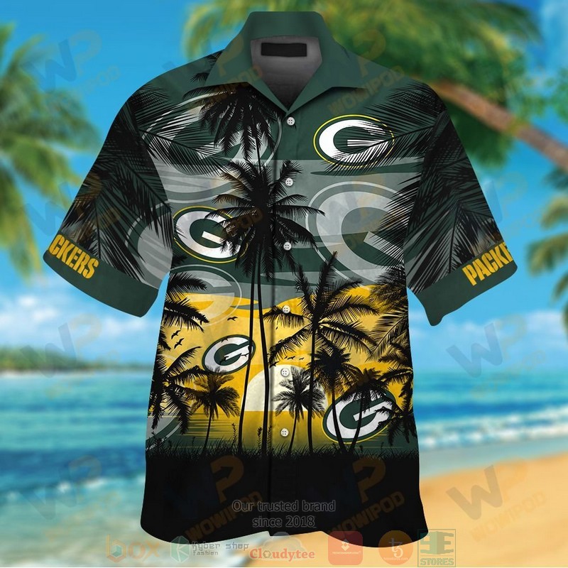 Green Bay Packers Palm Tree Green Black Hawaii Shirt, Shorts - Hot Sale 2025