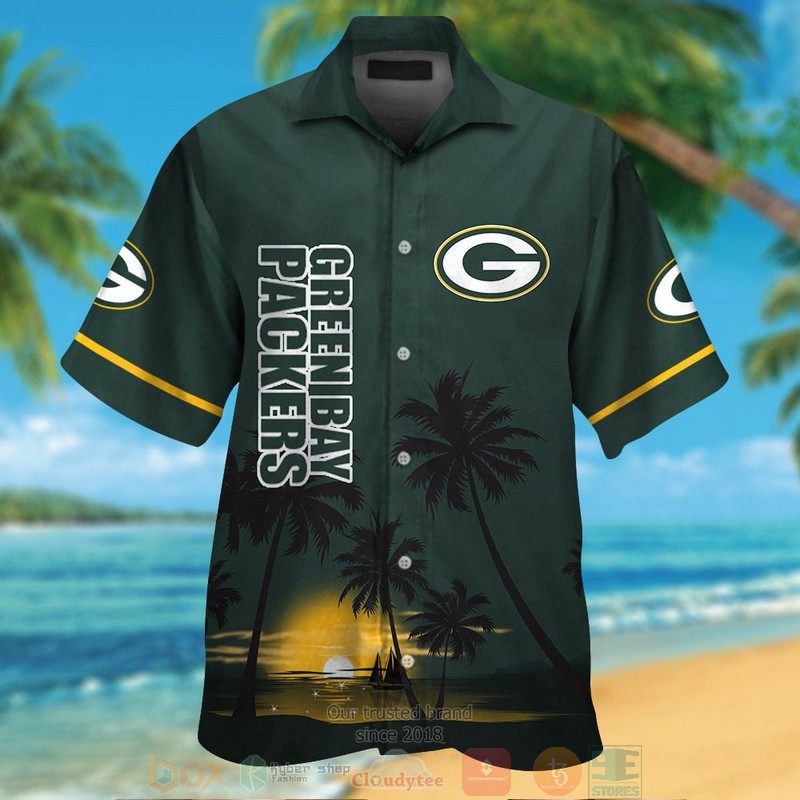 Green Bay Packers Palm Trees Dark Green Hawaii Shirt, Shorts - Hot Sale 2025