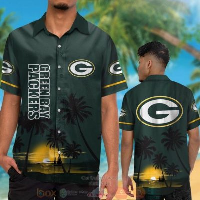 Green Bay Packers Palm Trees Dark Green Hawaii Shirt, Shorts - Hot Sale 2025