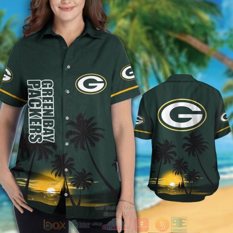 Green Bay Packers Palm Trees Dark Green Hawaii Shirt, Shorts - Hot Sale 2025