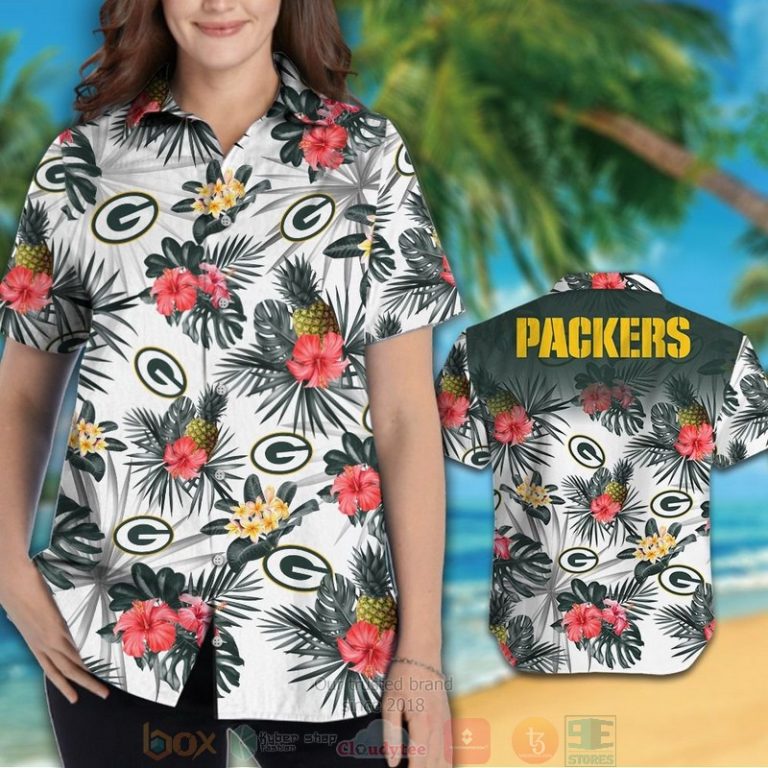 Green Bay Packers Pineapple Hibiscus Hawaiian Shirt And Shorts - Hot Sale 2025