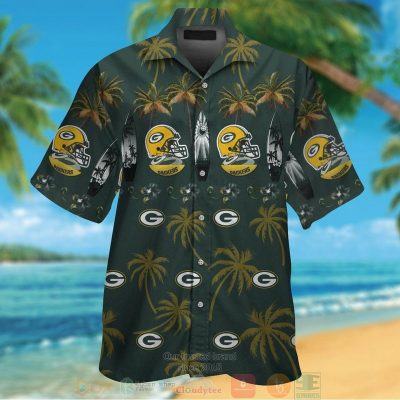 Green Bay Packers Surfboard Palm Tree Hawaiian Shirt And Shorts - Hot Sale 2025
