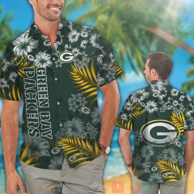 Green Bay Packers Tropical Plants Hibiscus Green Hawaiian Shirt And Shorts - Hot Sale 2025