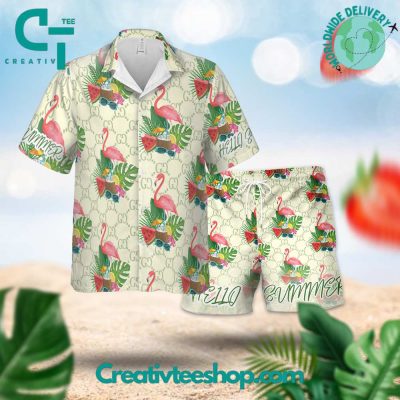 Gucci "Tropical Plant And Flamingo" Summer 2024 Hawaiian Set - Teesmith