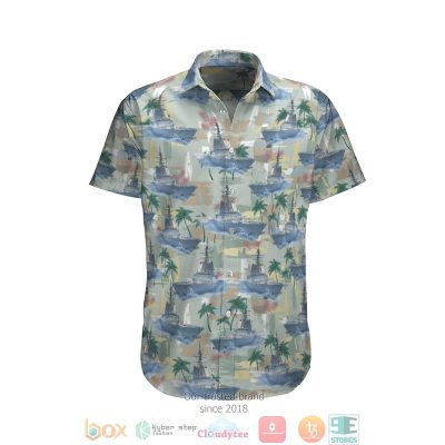 Hmas Hobart Ddg 39 Royal Australian Navy Palm Tree Blue Hawaiian Shirt, Shorts - Hot Sale 2025