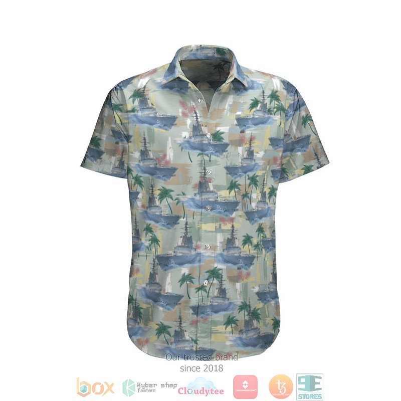 Hmas Hobart Ddg 39 Royal Australian Navy Palm Tree Blue Hawaiian Shirt, Shorts - Hot Sale 2025