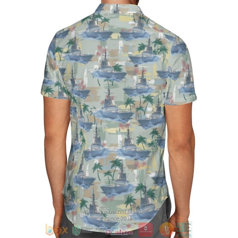 Hmas Hobart Ddg 39 Royal Australian Navy Palm Tree Blue Hawaiian Shirt, Shorts - Hot Sale 2025
