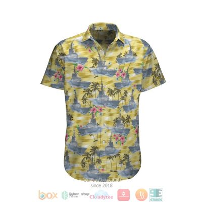 Hmas Hobart Ddg 39 Royal Australian Navy Palm Tree Yellow Hawaiian Shirt, Shorts - Hot Sale 2025