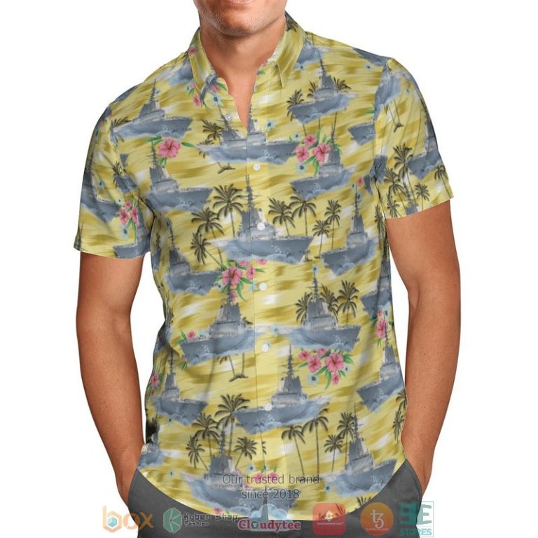 Hmas Hobart Ddg 39 Royal Australian Navy Palm Tree Yellow Hawaiian Shirt, Shorts - Hot Sale 2025