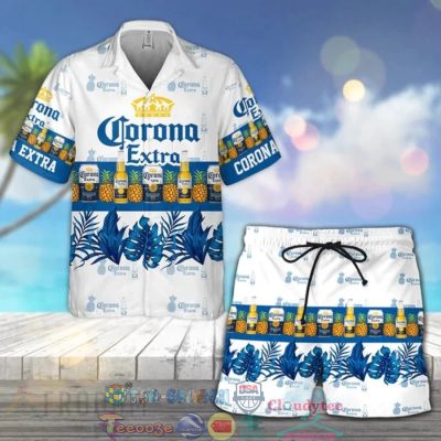 Corona Extra Beer Tropical Pineapple Hawaiian Shirt Beach Shorts - Hot Sale 2025