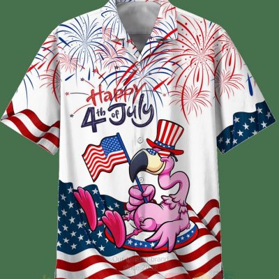 Happy 4Th Of July Flamingo Us Flag Hawaiian Shirt, Short - Hot Sale 2025