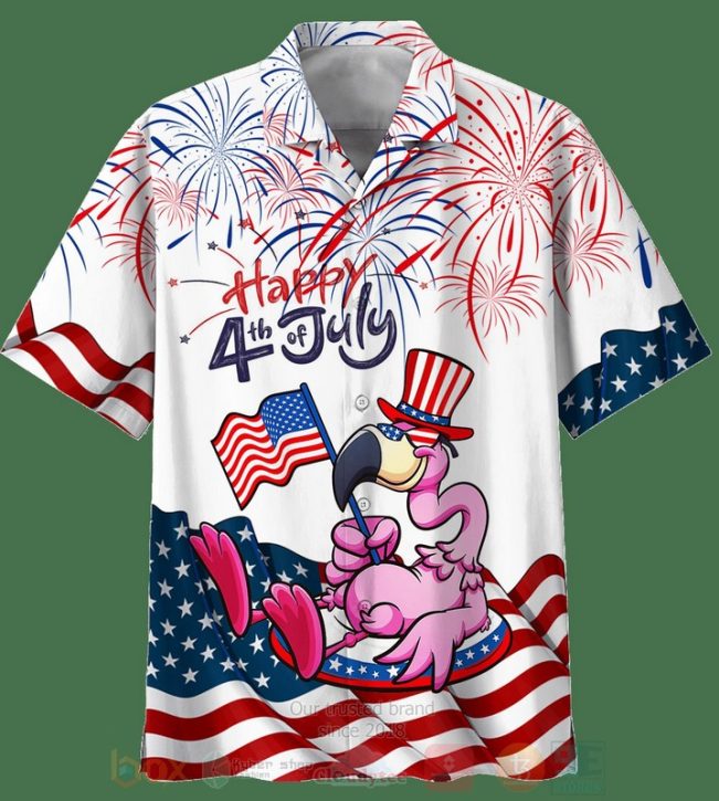 Happy 4Th Of July Flamingo Us Flag Hawaiian Shirt, Short - Hot Sale 2025