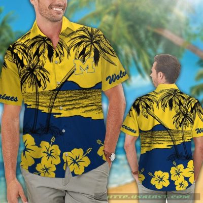 Michigan Wolverines Hibiscus Hawaiian Shirt Beach Short - Hot Sale 2025