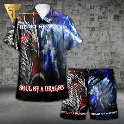 Heart Of Wolf Soul Of Dragon All Over Print Hawaiian Shirts And Beach Shorts - Hot Sale 2025