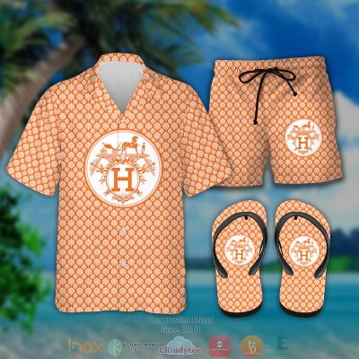 Hermes Orange Hawaiian Shirt And Short - Hot Sale 2025