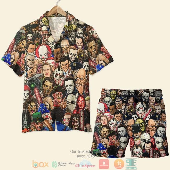 Horror Movie Film Faces Hawaiian Shirt, Short - Hot Sale 2025