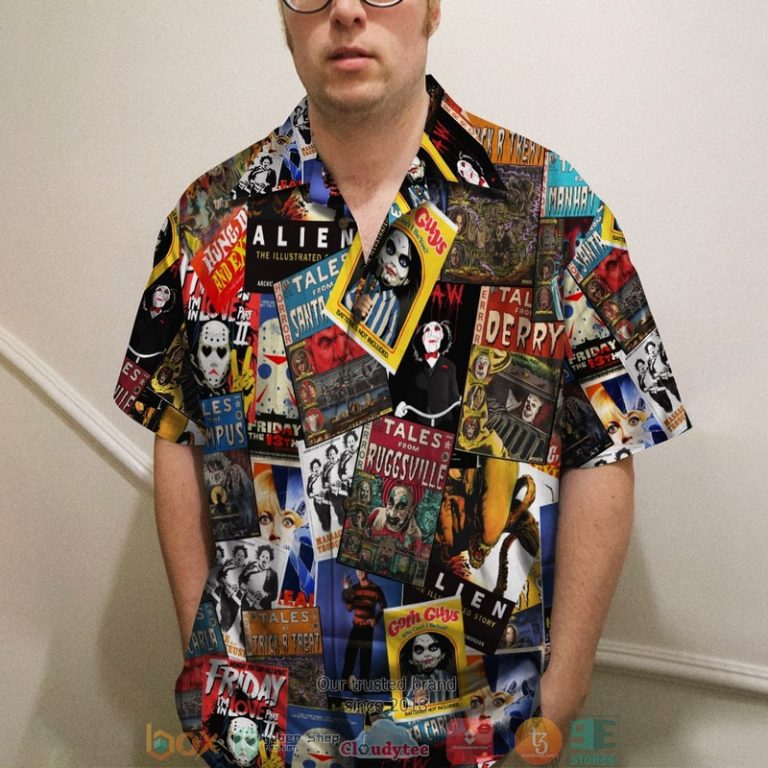 Horror Movie Film Pattern Hawaiian Shirt, Shorts - Hot Sale 2025