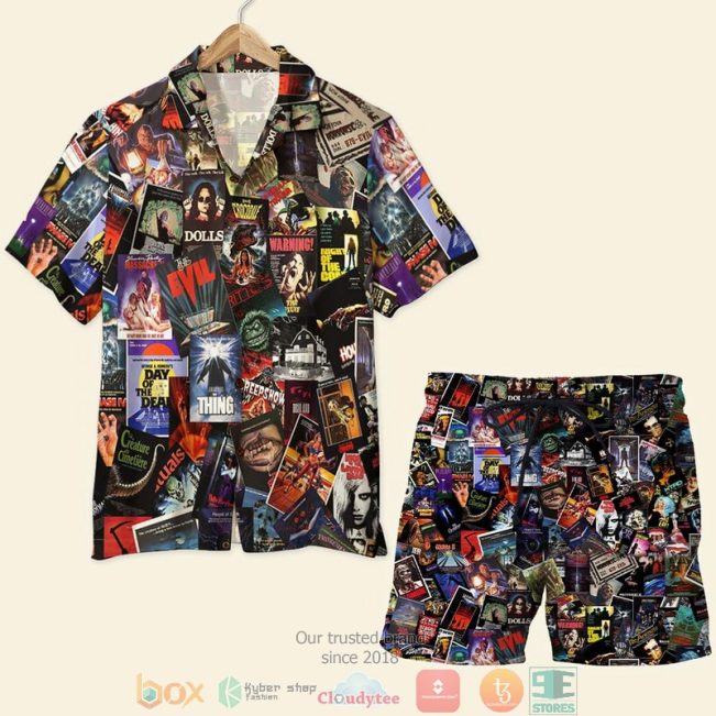 Horror Movie Film Pattern Hawaiian Shirt, Shorts - Hot Sale 2025