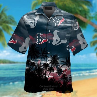 Houston Texans Black Palm Tree Hawaiian Shirt And Shorts - Hot Sale 2025