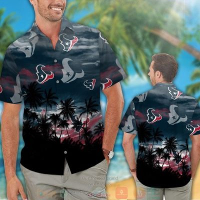 Houston Texans Black Palm Tree Hawaiian Shirt And Shorts - Hot Sale 2025