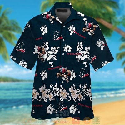 Houston Texans Logo White Hibiscus Hawaiian Shirt And Shorts - Hot Sale 2025