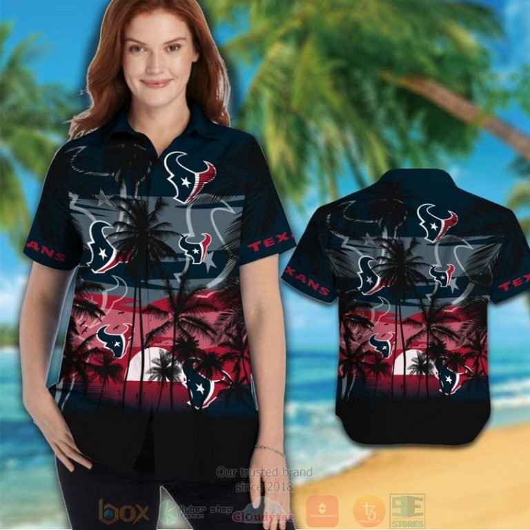 Houston Texans Palm Tree Deep Steel Blue Black Hawaii Shirt, Shorts - Hot Sale 2025