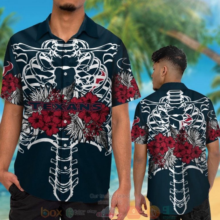 Houston Texans Red Hibiscus Dark Blue Hawaii Shirt, Shorts - Hot Sale 2025