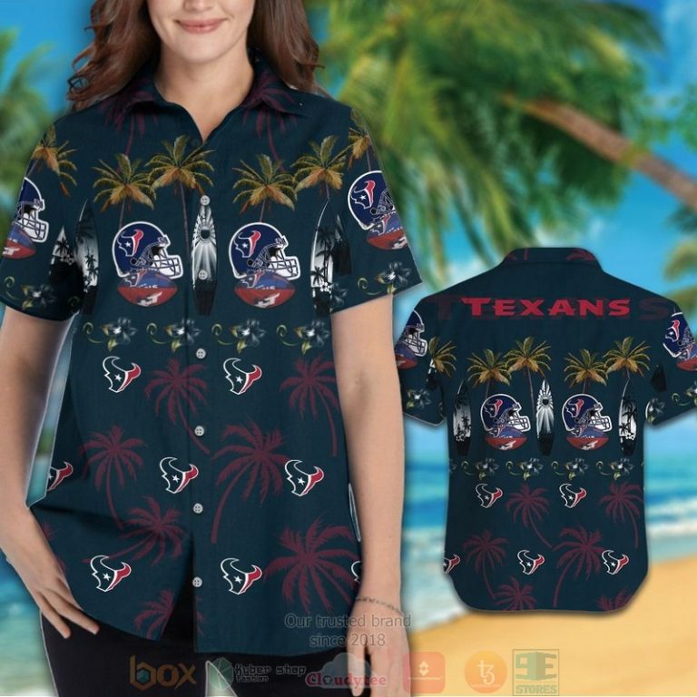 Houston Texans Surfboard Palm Tree Hawaiian Shirt And Shorts - Hot Sale 2025