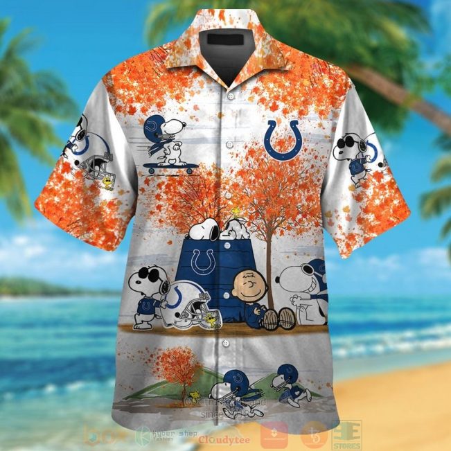 Indianapolis Colts Snoopy Charlie Brown Autumn Hawaiian Shirt And Shorts - Hot Sale 2025