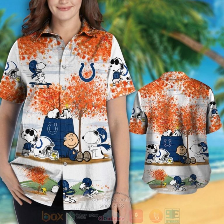 Indianapolis Colts Snoopy Charlie Brown Autumn Hawaiian Shirt And Shorts - Hot Sale 2025