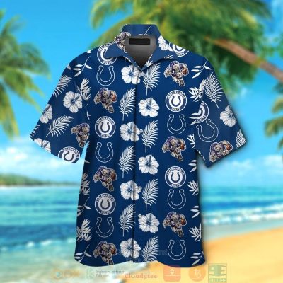 Indianapolis Colts Logo Hibiscus White Blue Hawaii Shirt, Shorts - Hot Sale 2025