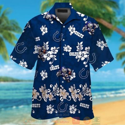 Indianapolis Colts Logo Blue Hawaiian Shirt And Shorts - Hot Sale 2025