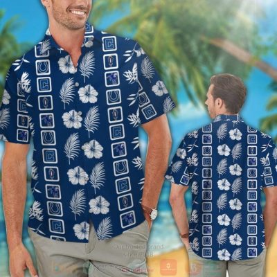 Indianapolis Colts Logo White Hibiscus Blue Hawaiian Shirt And Shorts - Hot Sale 2025