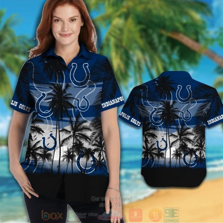 Indianapolis Colts Palm Tree Blue Black Hawaii Shirt, Shorts - Hot Sale 2025