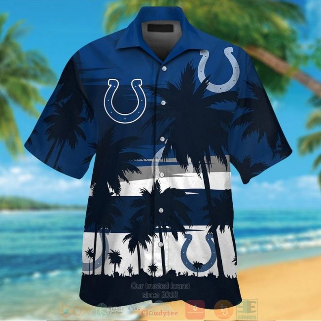Indianapolis Colts Palm Tree Blue Hawaiian Shirt And Shorts - Hot Sale 2025