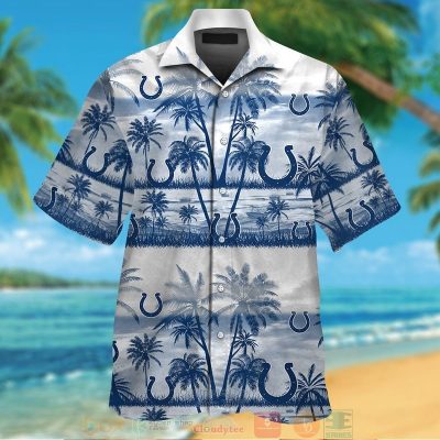 Indianapolis Colts Palm Tree White Blue Hawaiian Shirt And Shorts - Hot Sale 2025