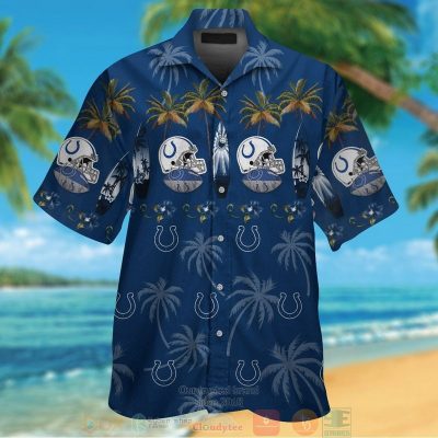 Indianapolis Colts Surfboard Palm Tree Hawaiian Shirt And Shorts - Hot Sale 2025