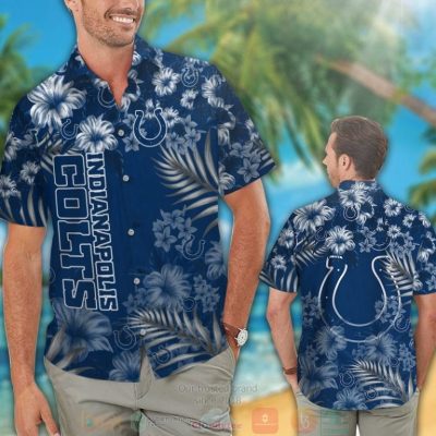 Indianapolis Colts Tropical Plants Hibiscus Blue Hawaiian Shirt And Shorts - Hot Sale 2025