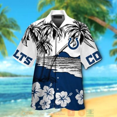 Indianapolis Colts White Hibiscus Blue Hawaiian Shirt And Shorts - Hot Sale 2025
