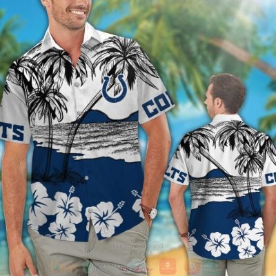 Indianapolis Colts White Hibiscus Blue Hawaiian Shirt And Shorts - Hot Sale 2025