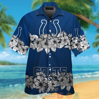 Indianapolis Colts White Tropical Plants Blue Hawaii Shirt, Shorts - Hot Sale 2025