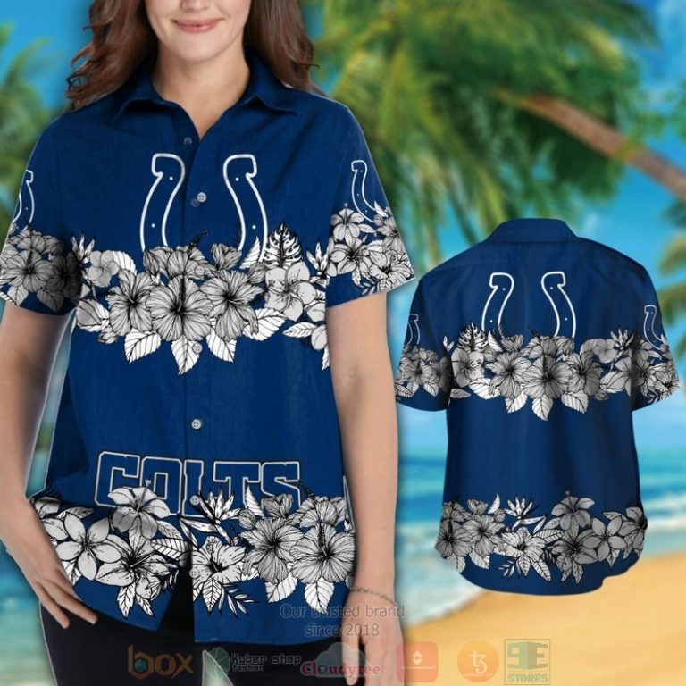 Indianapolis Colts White Tropical Plants Blue Hawaii Shirt, Shorts - Hot Sale 2025