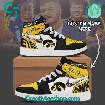 Iowa Hawkeyes NCAA Custom Name Air Jordan 1 Sneaker - soulcals.com