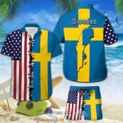 Sweden American Flag Hawaiian Shirt And Shorts - Hot Sale 2025