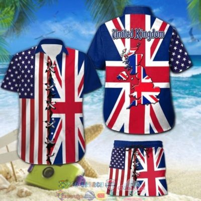 United Kingdom American Flag Hawaiian Shirt And Shorts - Hot Sale 2025