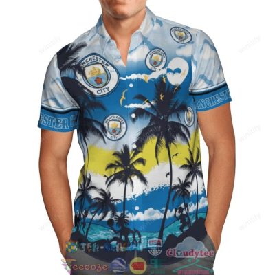 Manchester City Fc Palm Tree Hawaiian Shirt Beach Shorts - Hot Sale 2025