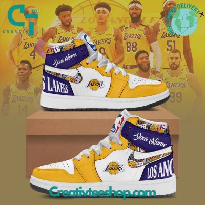 NBA Los Angeles Lakers Air Jordan 1 Sneakers - soulcals.com