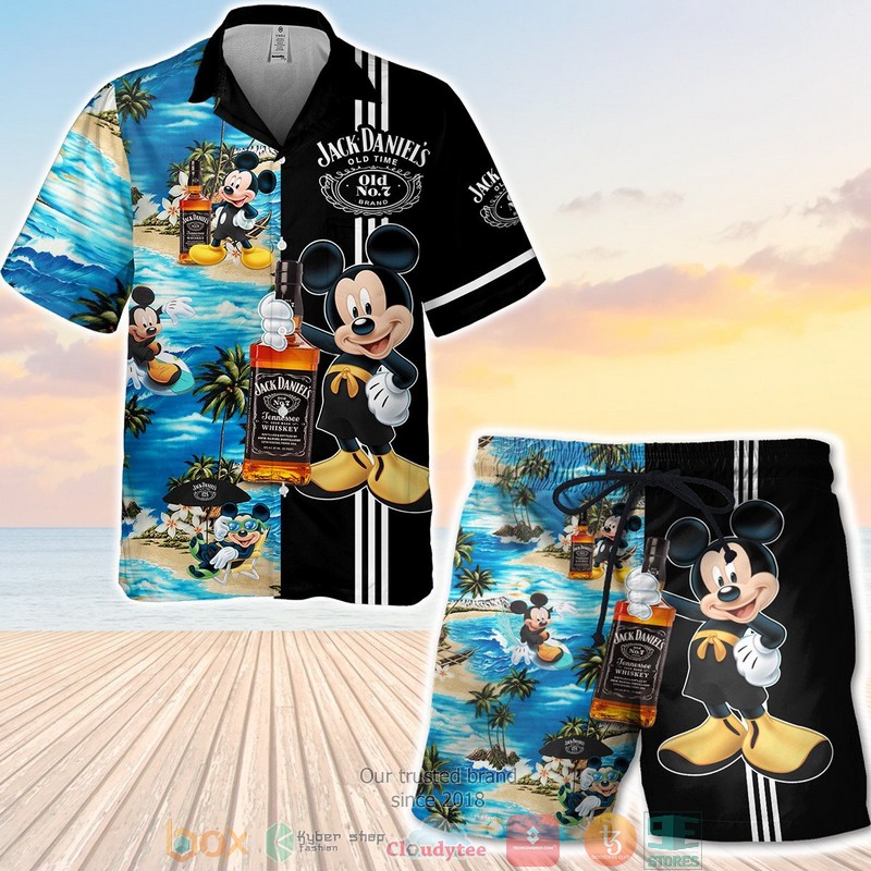 Jack Daniel?S No.7 Mickey Mouse On The Beach 3D Hawaiian Shirt, Short - Hot Sale 2025